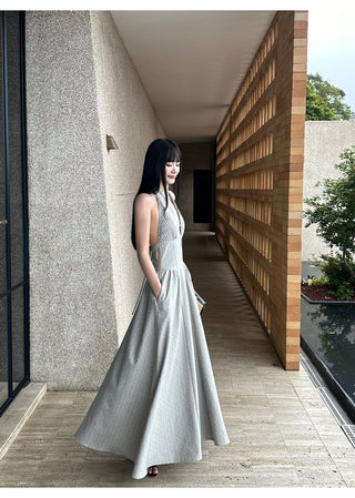halter backless dress