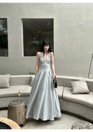 halter backless dress