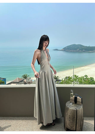halter backless dress