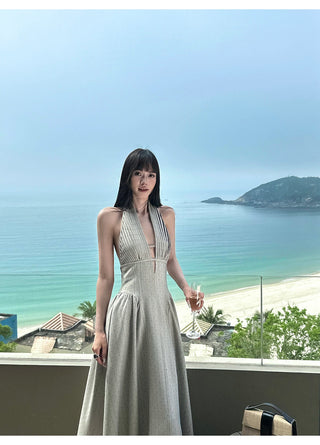 halter backless dress