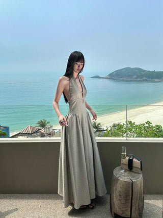 halter backless dress