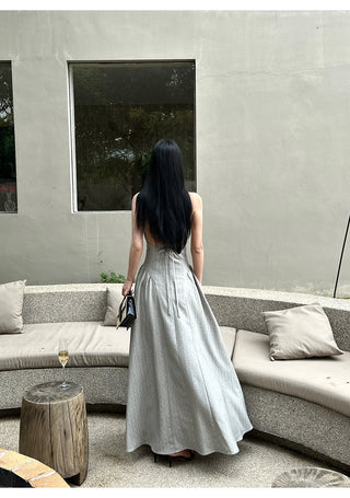 halter backless dress