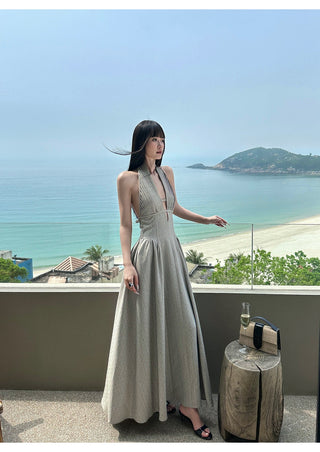 halter backless dress