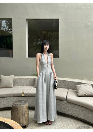 halter backless dress