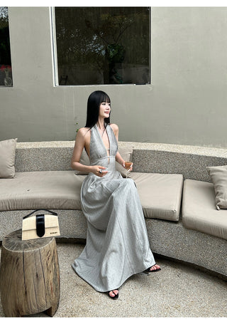 halter backless dress