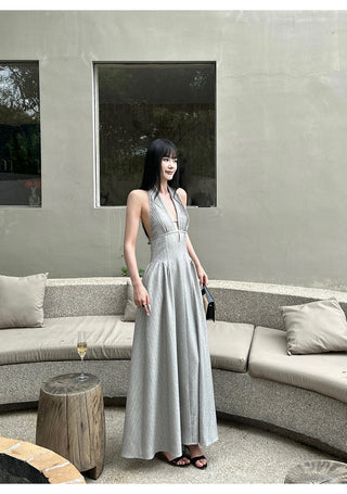 halter backless dress
