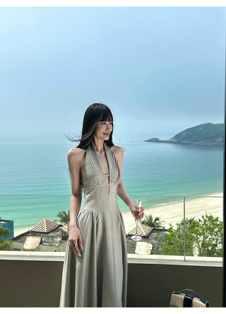halter backless dress