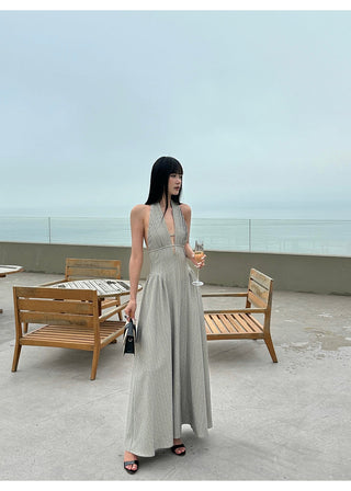 halter backless dress