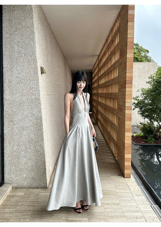 halter backless dress