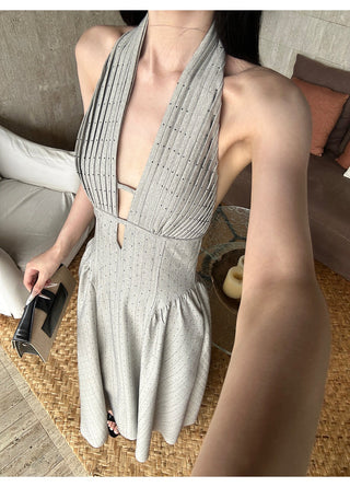 halter backless dress