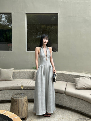 halter backless dress