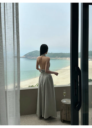 halter backless dress