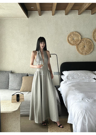 halter backless dress