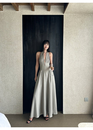 halter backless dress