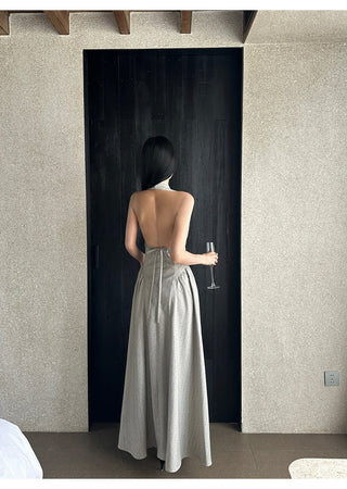 halter backless dress