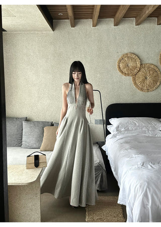 halter backless dress