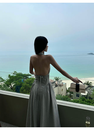 halter backless dress