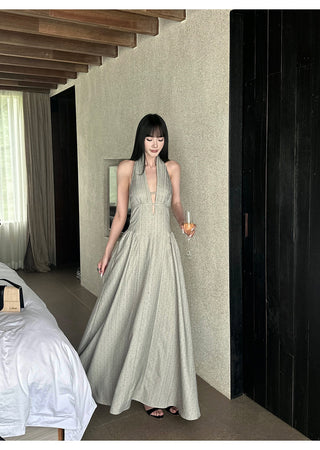 halter backless dress