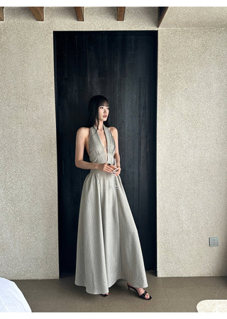 halter backless dress