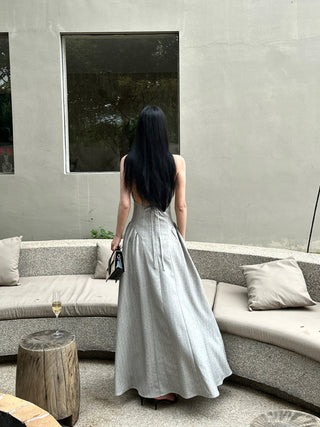 halter backless dress