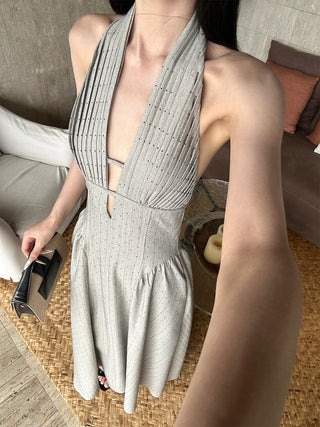 halter backless dress