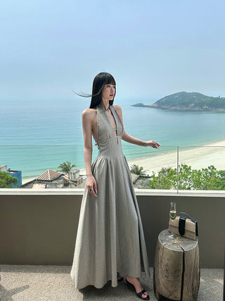 halter backless dress