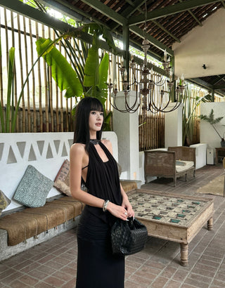 Black lace skirt suit