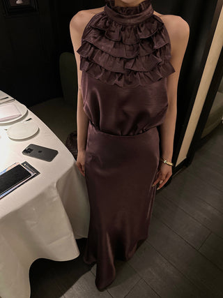 purple satin skirt