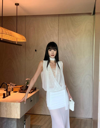 white mesh skirt