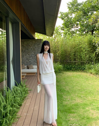 white mesh skirt