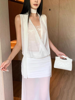 white mesh skirt