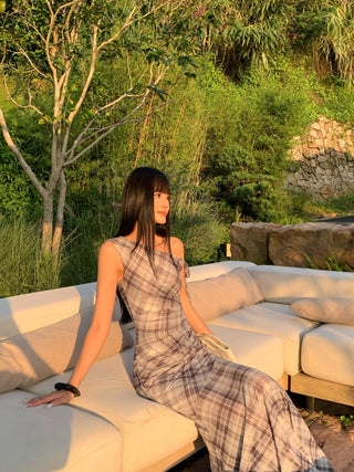 plaid French dress