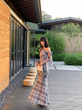 plaid French dress