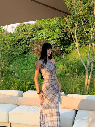 plaid French dress
