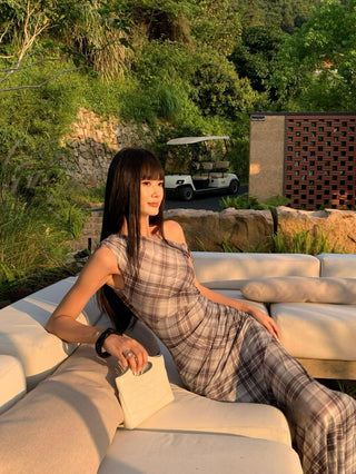 plaid French dress