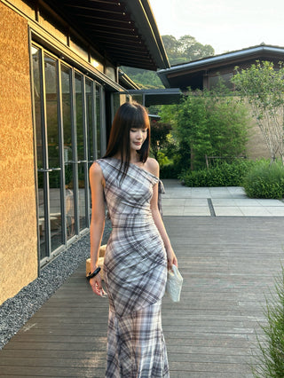 plaid French dress