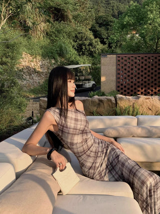 plaid French dress