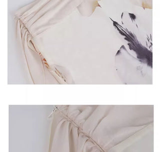 beige print skirt
