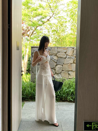lace pleated skirt