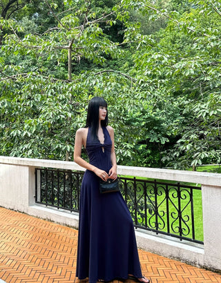 black halter dress