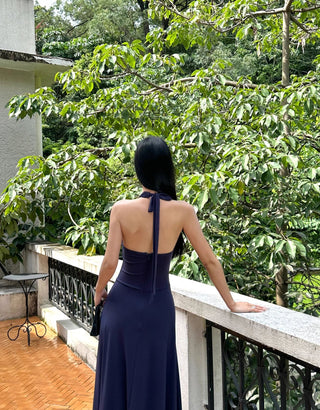 black halter dress