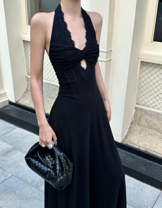 black halter dress
