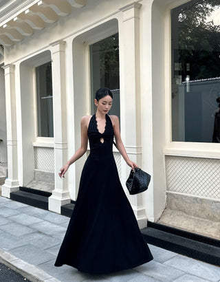 black halter dress