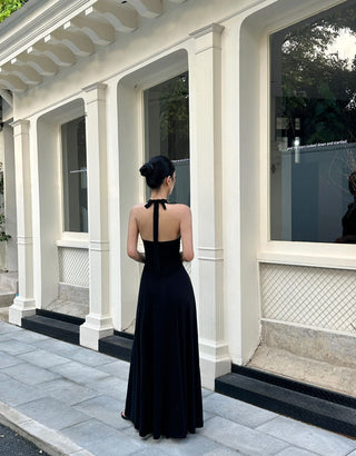 black halter dress