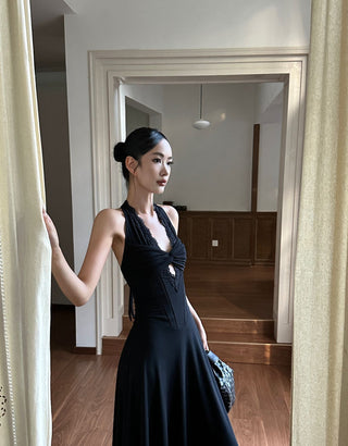 black halter dress