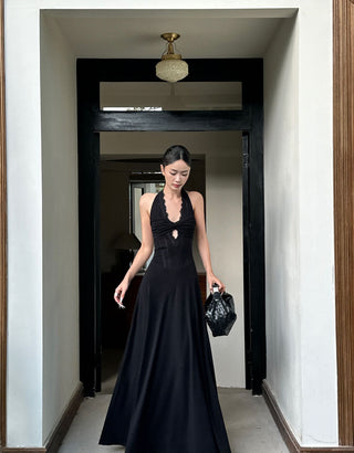 black halter dress