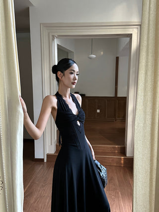 black halter dress