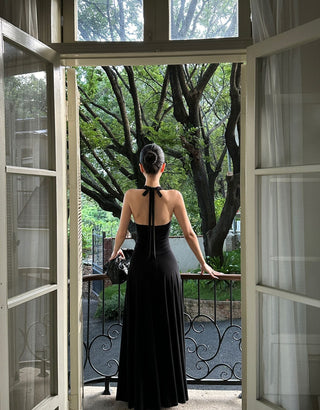 black halter dress