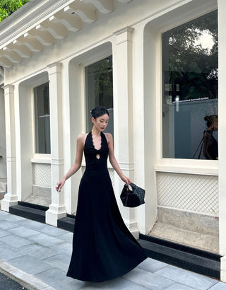black halter dress