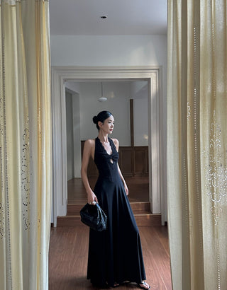black halter dress